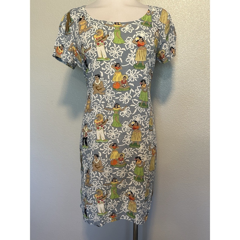 VIntage Reyn Spooner Mini Dress Women S Hula Girl Aloha Hawaiian Tie Back USA